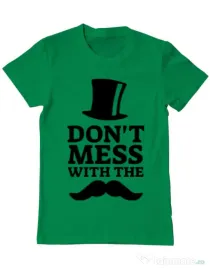Tricou ADLER barbat Do not mess with the moustache Verde mediu