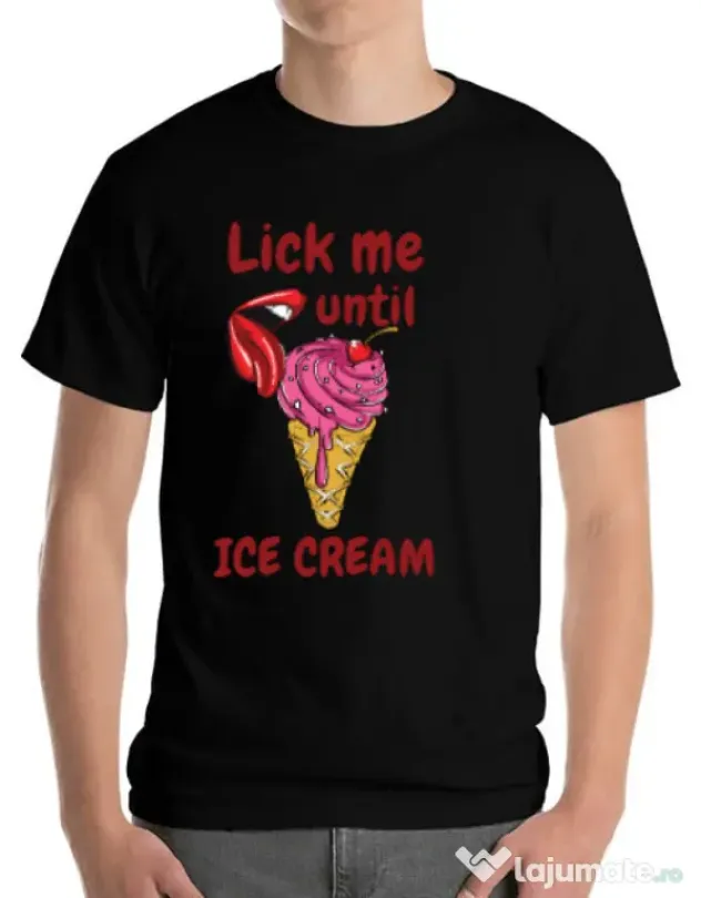 Tricou ADLER barbat Lick me until ice cream Negru