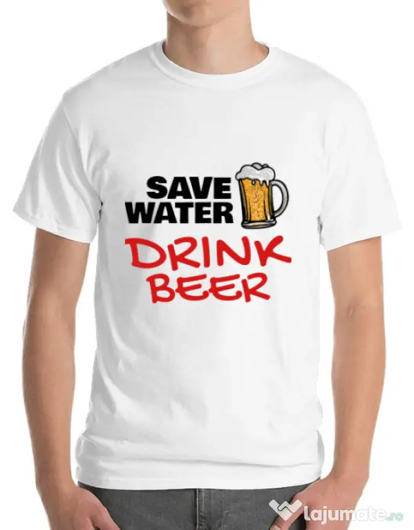 Tricou ADLER barbat Save water Alb