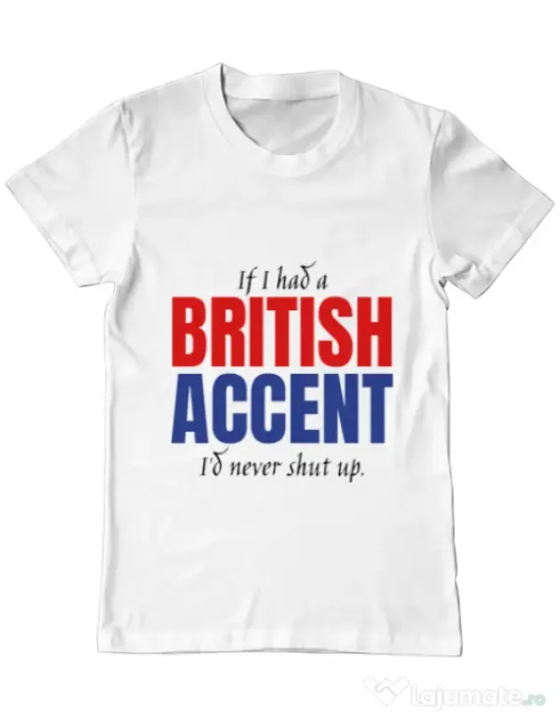 Tricou ADLER barbat British accent Alb