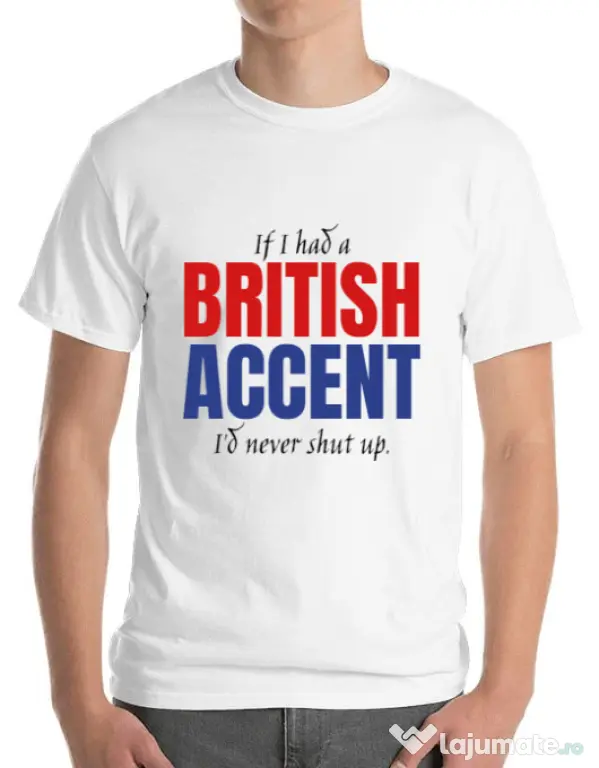 Tricou ADLER barbat British accent Alb