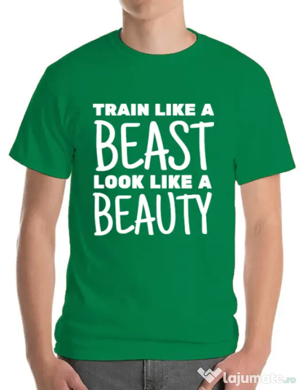 Tricou ADLER barbat Train like a beast Verde mediu