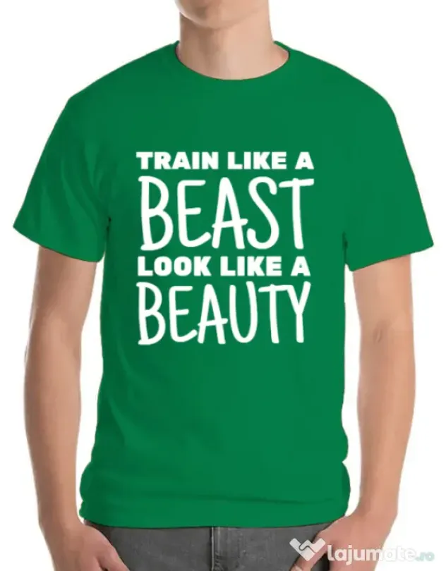 Tricou ADLER barbat Train like a beast Verde mediu