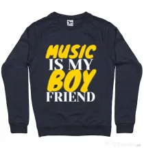 Bluza ADLER barbat Music is my boyfriend Denim inchis
