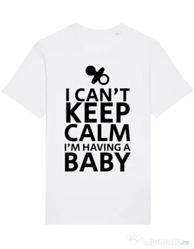 Tricou STANLEY STELLA barbat I am having a baby Alb