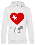 Hoodie barbat cu gluga His missing piece Alb