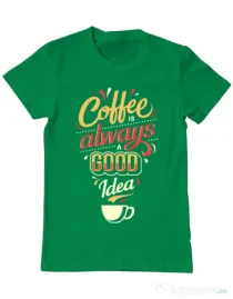 Tricou ADLER barbat Coffee is always a good idea Verde mediu