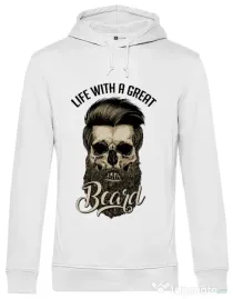Hoodie barbat cu gluga Great beard Alb