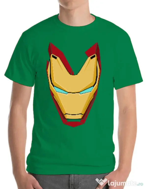 Tricou ADLER barbat Iron man mask Verde mediu