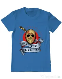 Tricou ADLER barbat See you on friday Albastru azuriu
