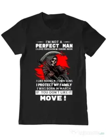 Tricou ADLER barbat I am not a perfect man Negru