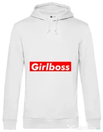 Hoodie barbat cu gluga Girlboss Alb
