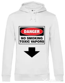 Hoodie barbat cu gluga Danger No Smoking Alb