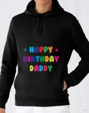 Hoodie barbat cu gluga Happy Birthday Daddy Negru