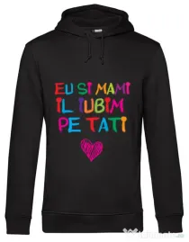 Hoodie barbat cu gluga Il iubim pe tati Negru