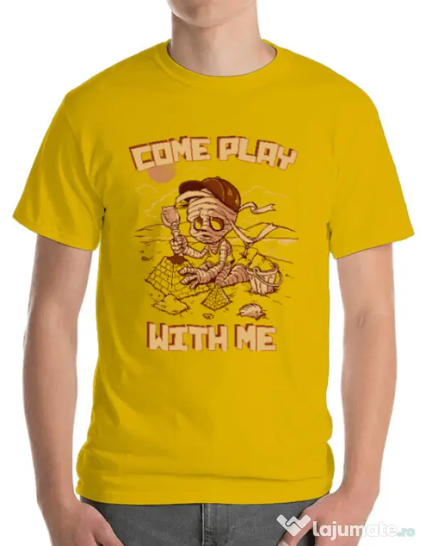 Tricou ADLER barbat Come play with me Galben