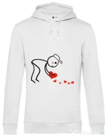Hoodie barbat cu gluga Dovezi de dragoste 2 Alb