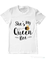 Tricou ADLER barbat She is my queen bee Alb