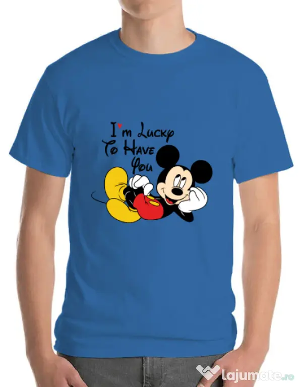 Tricou ADLER barbat Lucky to have you Albastru azuriu