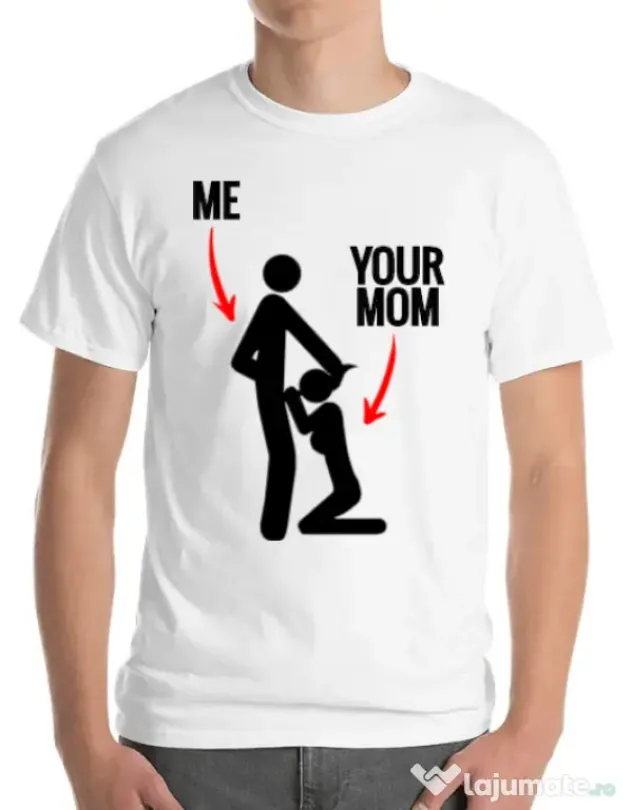 Tricou ADLER barbat Me your mom Alb