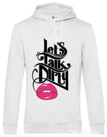 Hoodie barbat cu gluga Lets talk dirty Alb