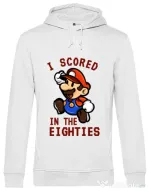 Hoodie barbat cu gluga I scored in the eighties Alb