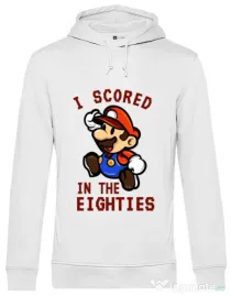 Hoodie barbat cu gluga I scored in the eighties Alb