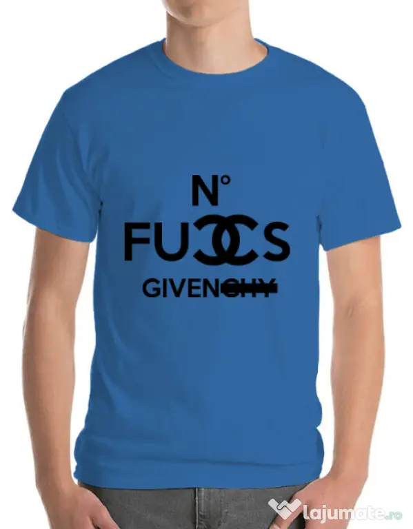 Tricou ADLER barbat No fucks given Albastru azuriu
