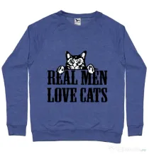 Bluza ADLER barbat Real men love cats Albastru melanj