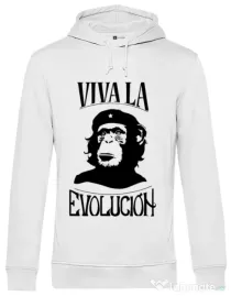 Hoodie barbat cu gluga Viva la evolucion Alb