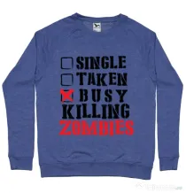 Bluza ADLER barbat Busy killing zombies Albastru melanj