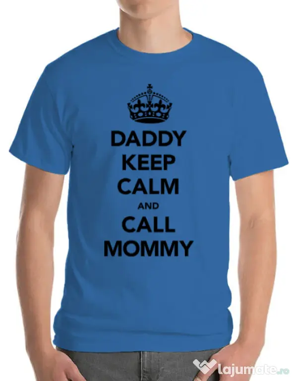 Tricou ADLER barbat Daddy keep calm Albastru azuriu