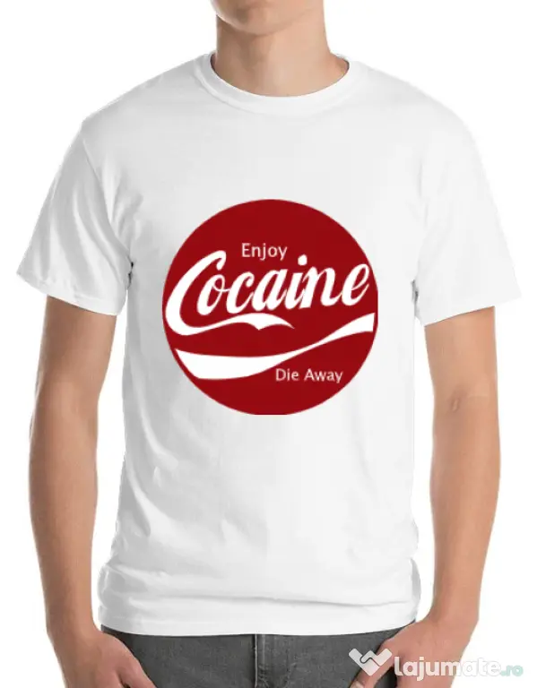 Tricou ADLER barbat Enjoy cocaine Alb