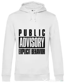 Hoodie barbat cu gluga Explicit behavior Alb