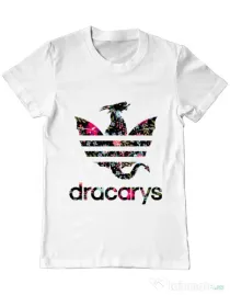 Tricou ADLER barbat Flower dracarys Alb