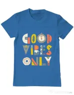 Tricou ADLER barbat Good vibes only Albastru azuriu