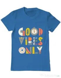 Tricou ADLER barbat Good vibes only Albastru azuriu