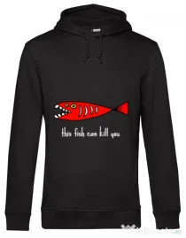 Hoodie barbat cu gluga This fish can kill you Negru