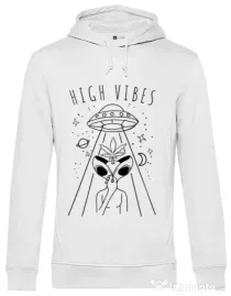 Hoodie barbat cu gluga High vibes Alb