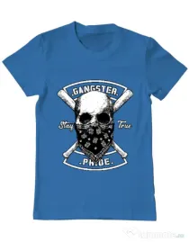Tricou ADLER barbat Gangster skull Albastru azuriu
