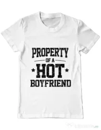 Tricou ADLER barbat Property of a hot boyfriend Alb