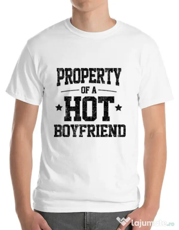 Tricou ADLER barbat Property of a hot boyfriend Alb