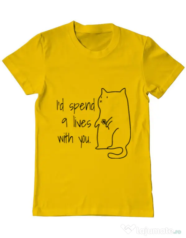 Tricou ADLER barbat Nine lives Galben