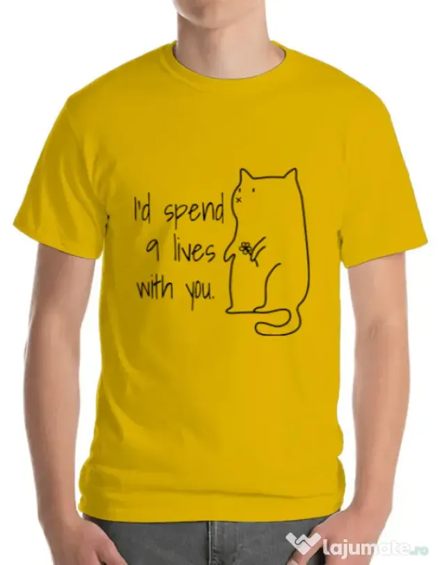Tricou ADLER barbat Nine lives Galben