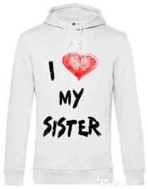 Hoodie barbat cu gluga I love my sister Alb