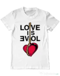 Tricou ADLER barbat Love is evil Alb