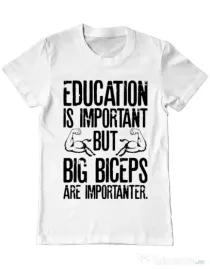 Tricou ADLER barbat Big biceps Alb