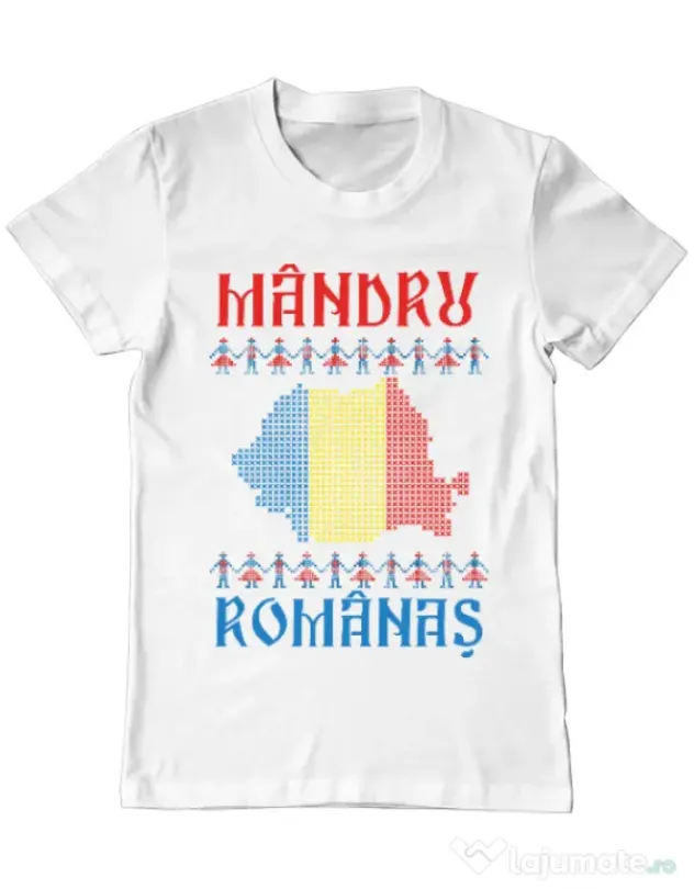Tricou ADLER barbat Mandru romanas Alb
