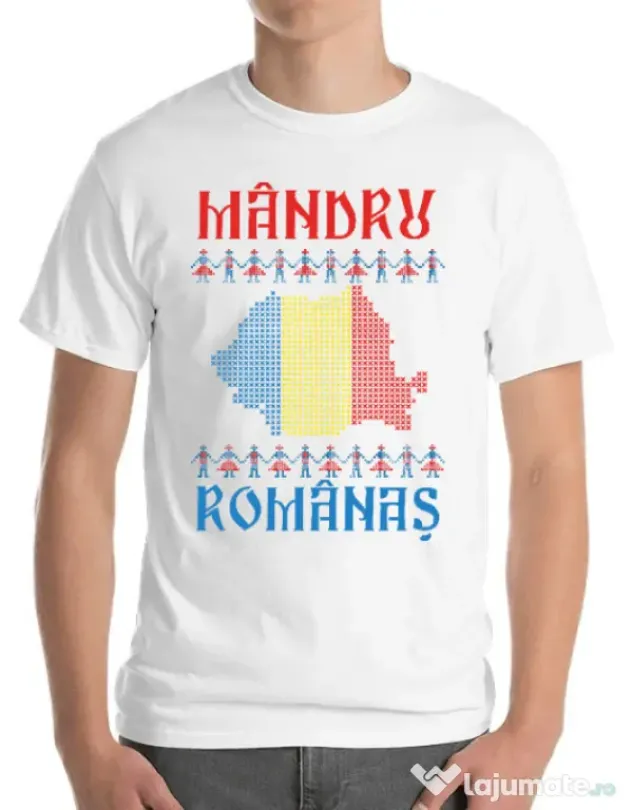 Tricou ADLER barbat Mandru romanas Alb