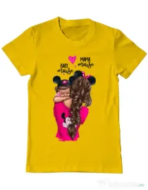 Tricou ADLER barbat Mama and baby Mouse Galben
